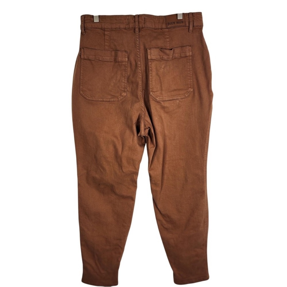 JUDY BLUE Pants Womens 14W Brown Garment Dyed Tie Waist Tapered Leg - Picture 3 of 11